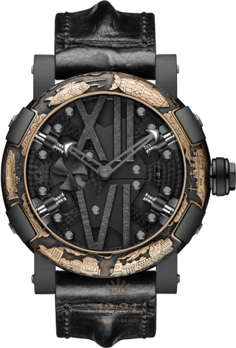 Romain Jerome Sea Watch RJ.T.AU.SP.002.04 50 mm Stainless steel Red gold PVD coating Case Black Dial
