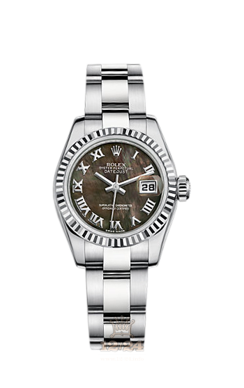 Rolex Lady-Datejust Watch 179174-0058 26 mm Steel / White gold Case Black Dial