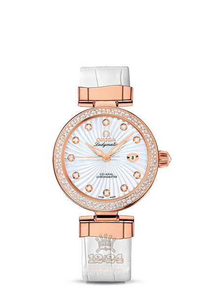 Omega Ladymatic Watch 425.68.34.20.55.001 34 mm Pink gold Ceramics Case White Dial