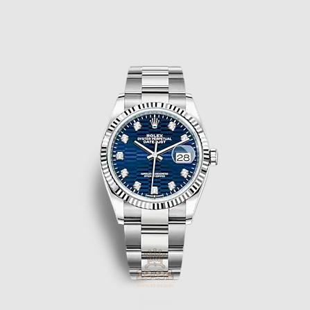 Rolex Datejust Watch 126234-0058 36 mm Stainless steel White gold Case Dark blue Dial