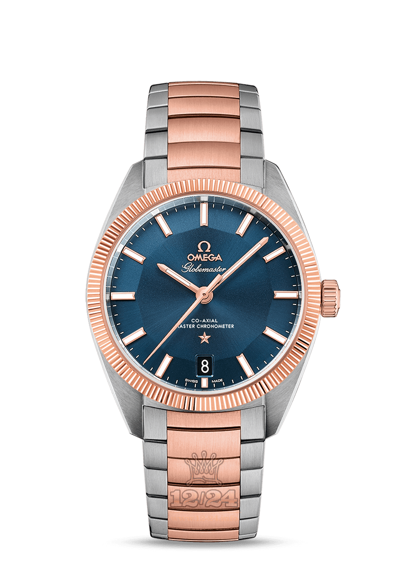 Omega Globemaster Watch 130.20.39.21.03.001 39 mm Steel / Pink gold Case Dark blue Dial