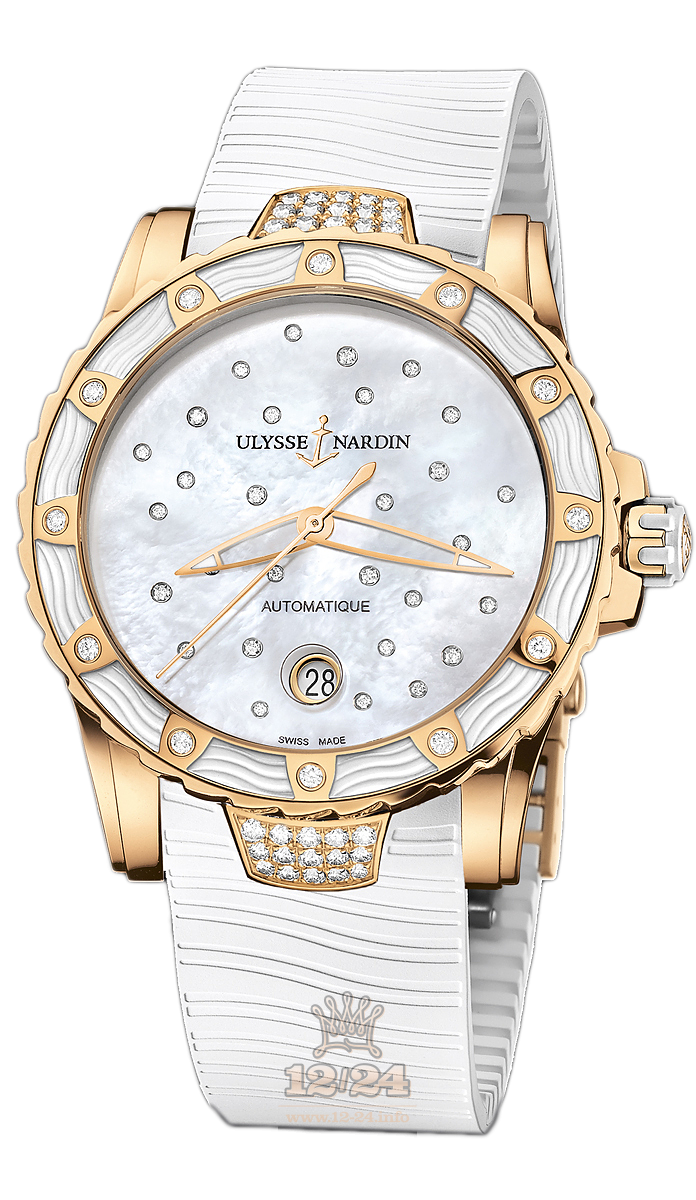 Ulysse Nardin Marine Watch 8156-180E-3C/20 40 mm Pink gold Case White Dial