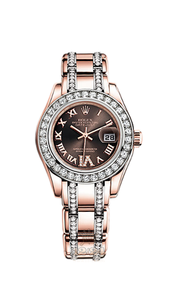 Rolex Pearlmaster Watch 80285-0003 29 mm Pink gold Case Brown (chocolate) Dial