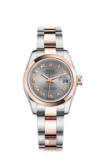 Rolex Lady-Datejust Watch 179161-0070 26 mm Steel / Pink gold Case Gray Dial