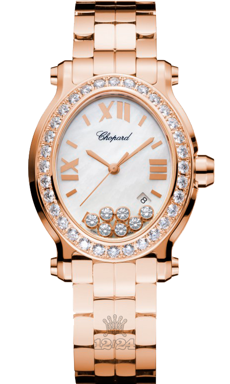 Chopard Happy Diamonds Watch 275350-5004 34 mm Pink gold Case White Dial