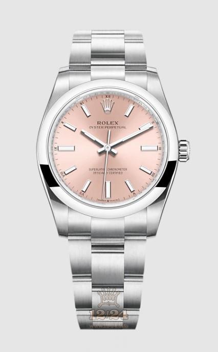Rolex Oyster Perpetual Watch 124200-0004 34 mm Stainless steel Case Pink Dial