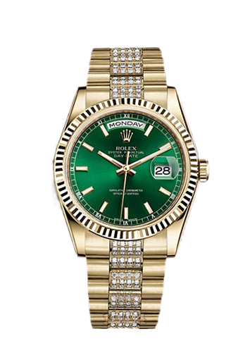 Rolex Day-Date Watch 118238-0435 36 mm Yellow gold Case Green Dial