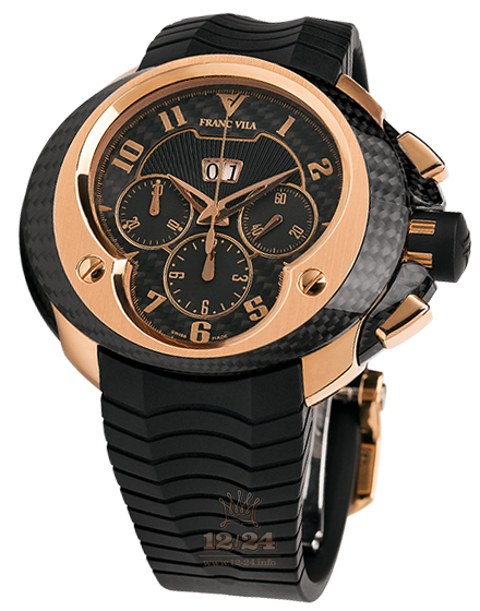 Franc Vila Cobra Watch 8E.RG.206 45 mm Pink gold Carbon Case Black Dial