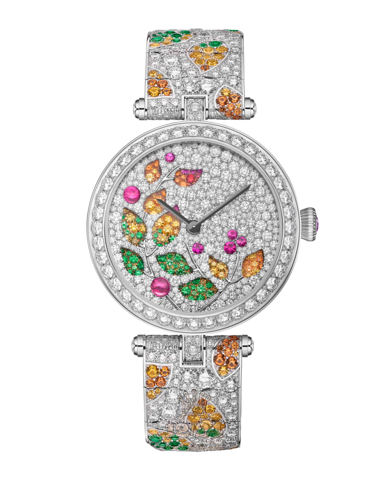 Van Cleef Poetic Complications Watch VCARO8O200 White gold Case Silver Painted Dial