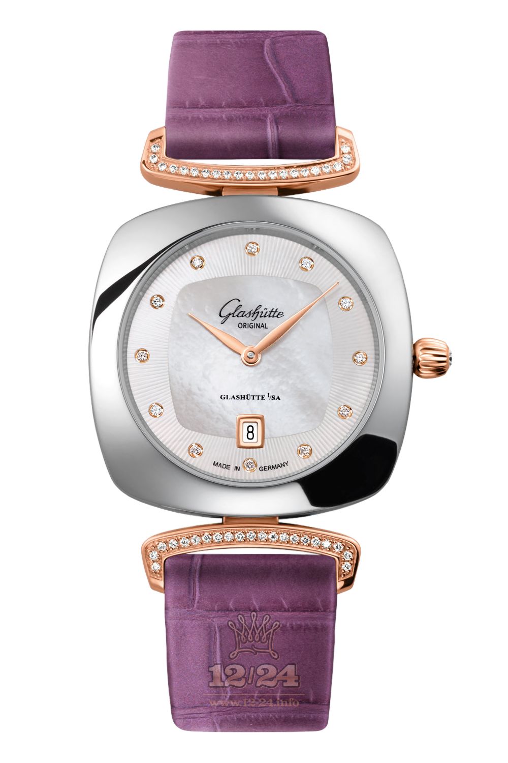 Glashutte Ladies Watch 1-03-01-08-16-34 31 mm Steel / Pink gold Case Silver Dial