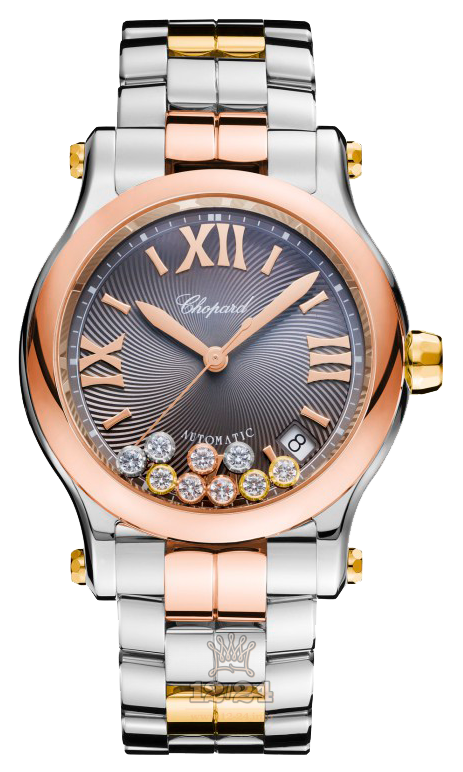 Chopard Happy Diamonds Watch 278559-9001 36 mm Stainless steel Yellow gold Pink gold Case Gray Dial