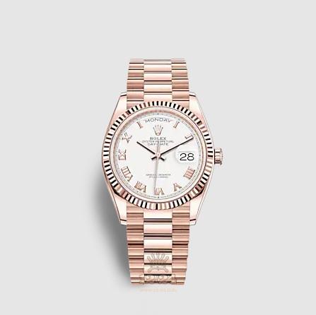 Rolex Day-Date Watch 128235-0052 36 mm Pink gold Case White Dial