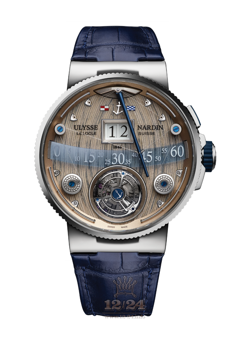 Ulysse Nardin Marine Watch 6300-300/GD 44 mm White gold Case Brown (chocolate) Dial