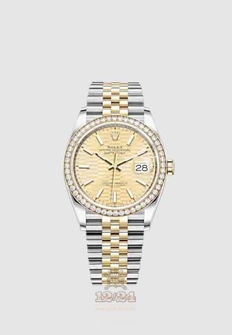Rolex Datejust Watch 126283rbr-0025 36 mm Stainless steel Yellow gold Case Golden Dial