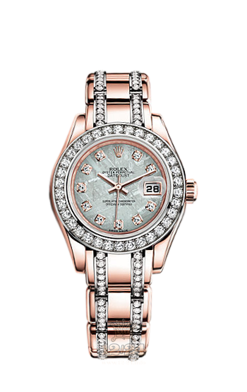Rolex Pearlmaster Watch 80285-0025 29 mm Pink gold Case Gray Silver Dial