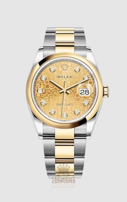 Rolex Datejust Watch 126203-0034 36 mm Stainless steel Yellow gold Case Golden Dial