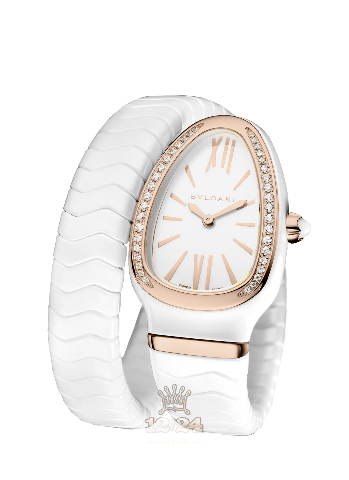 Bvlgari Serpenti Watch 102613 SPC35WGDWCGD1.1T 35 mm Pink gold Ceramics Case White Dial