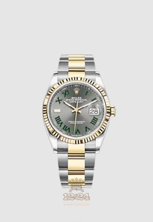 Rolex Datejust Watch 126233-0036 36 mm Stainless steel Yellow gold Case Gray Dial