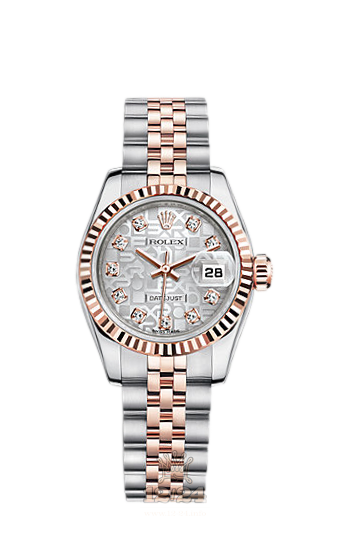 Rolex Lady-Datejust Watch 179171-0040 26 mm Steel / Pink gold Case Silver Dial