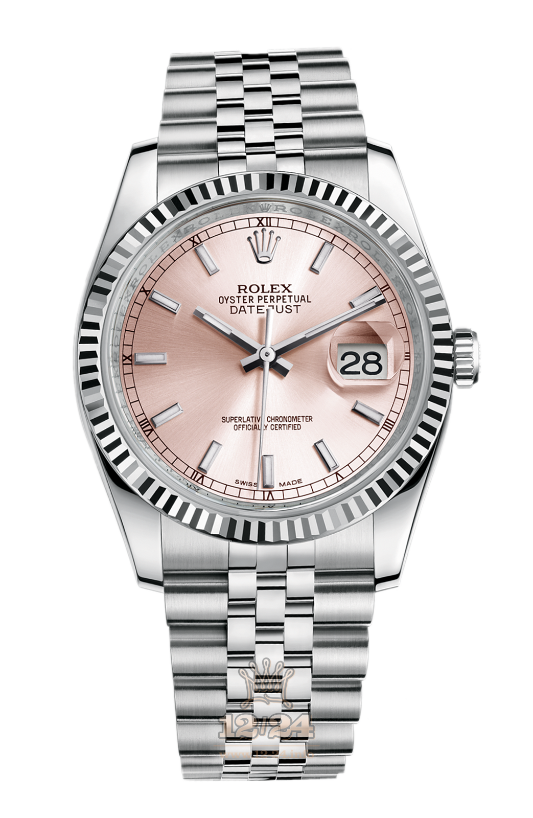 Rolex Datejust Watch 116234-0108 36 mm Steel / White gold Case Pink Dial