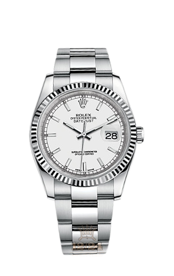 Rolex Datejust Watch 116234-0127 36 mm Steel / White gold Case White Dial