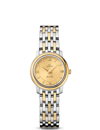 Omega Prestige Watch 424.20.24.60.08.001 24 mm Steel / Yellow gold Case Golden Dial