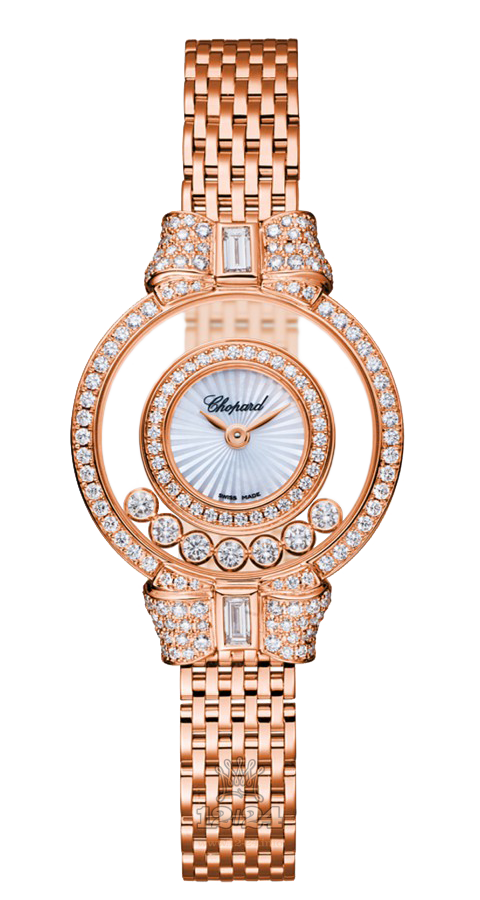 Chopard Happy Diamonds Watch 205596-5201 25 mm Pink gold Case White Dial