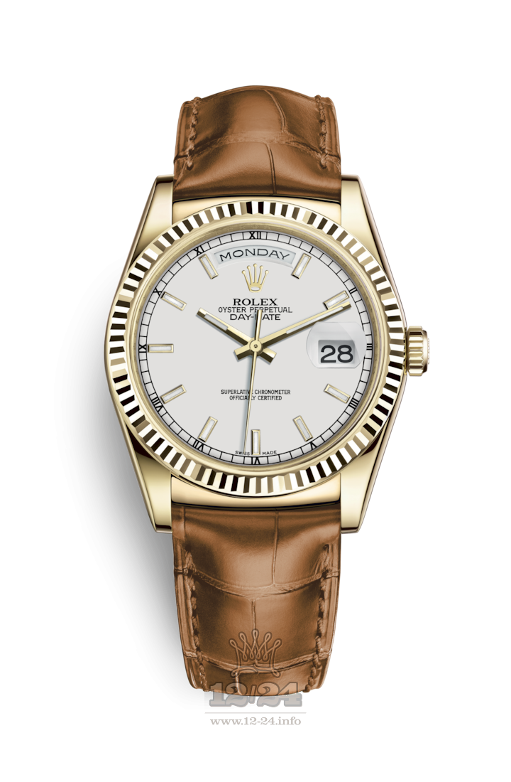 Rolex Day-Date Watch 118138-0147 36 mm Yellow gold Case White Dial