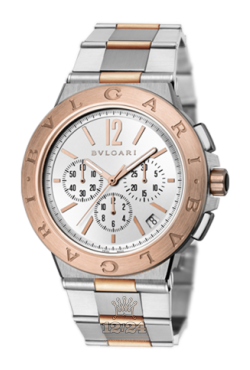 Bvlgari Diagono Watch 102332 DG41WSPGDCH 41 mm Steel / Pink gold Case Silver Dial