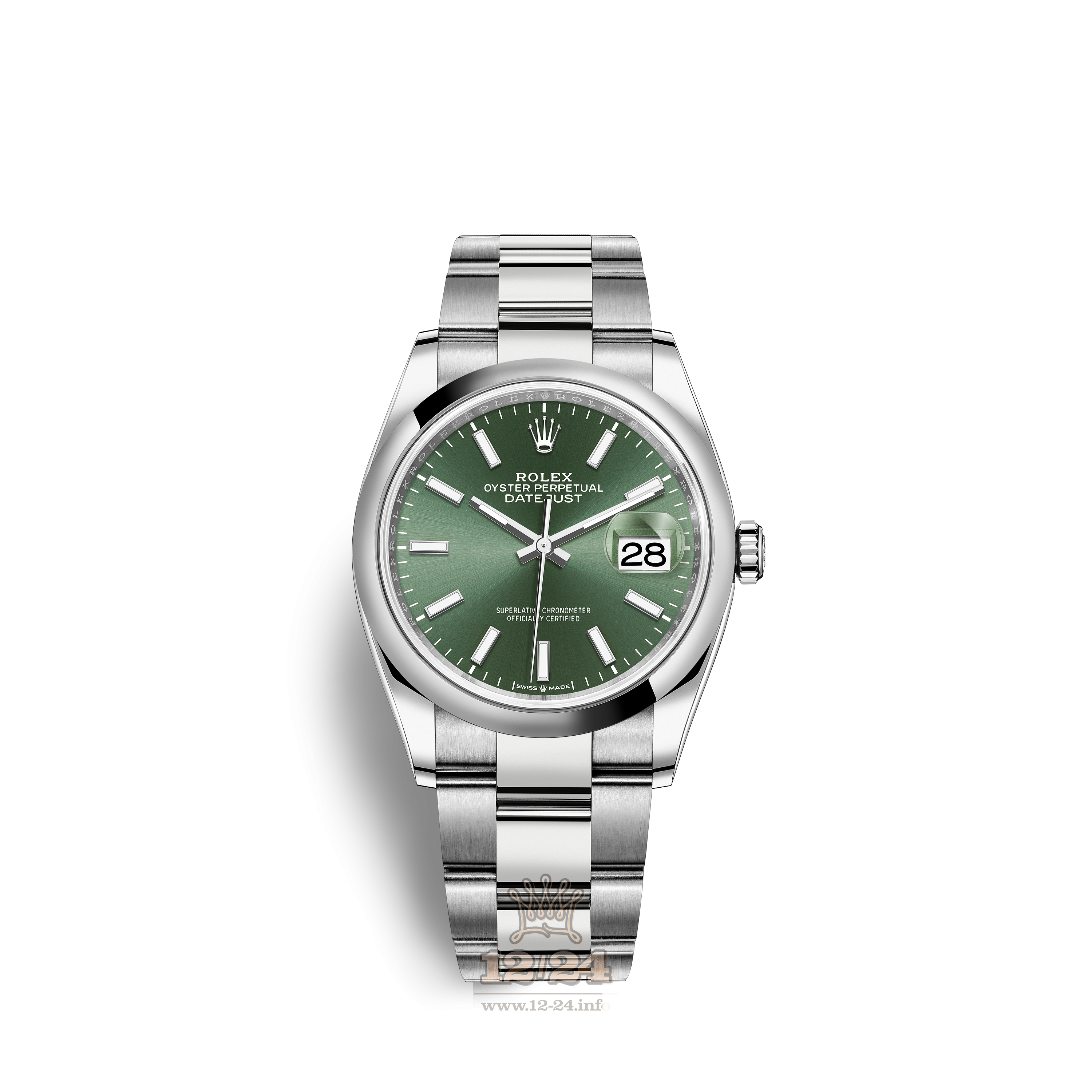 Rolex Datejust Watch 126200-0024 36 mm Stainless steel White gold Case Green Dial