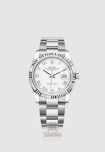 Rolex Datejust Watch 126234-0026 36 mm Stainless steel White gold Case Silver Dial
