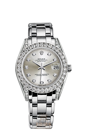 Rolex Pearlmaster Watch 81159-0006 34 mm White gold Case Silver Dial
