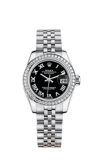 Rolex Lady-Datejust Watch 179384-0029 26 mm Steel / White gold Case Black Dial