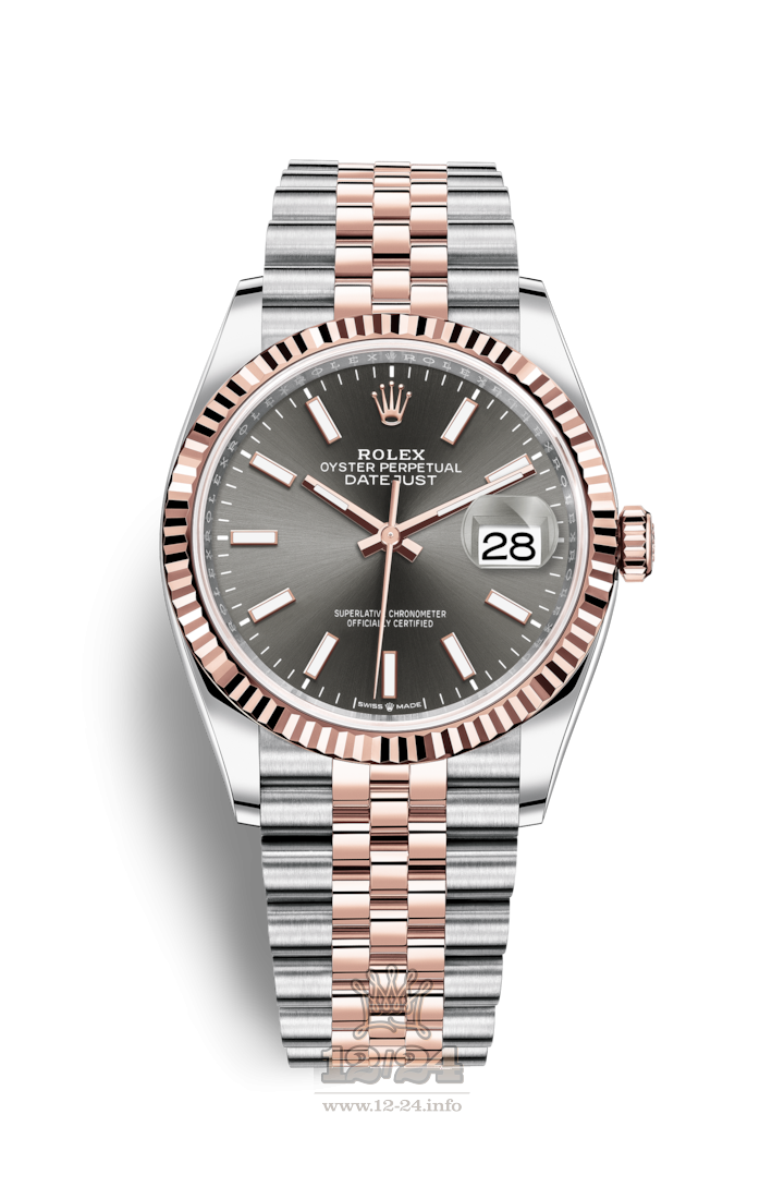 Rolex Datejust Watch 126231-0013 36 mm Steel / Pink gold Case Gray Dial