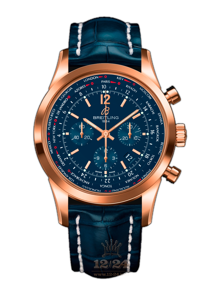 Breitling Transocean Watch RB0510V1/C880/746P/R20BA.1 46 mm Red gold Case Dark blue Dial