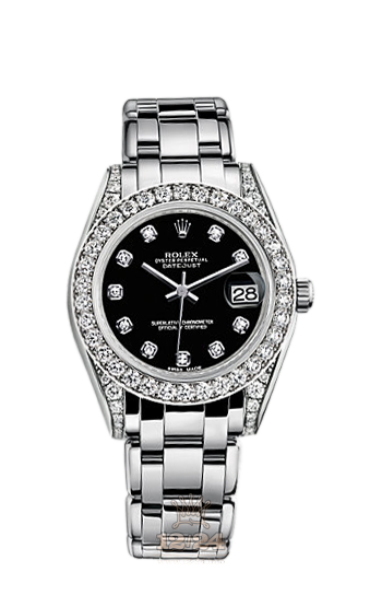 Rolex Pearlmaster Watch 81159-0007 34 mm White gold Case Black Dial