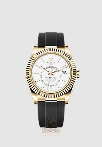 Rolex Sky-Dweller Watch 326238-0006 42 mm Yellow gold Case White Dial