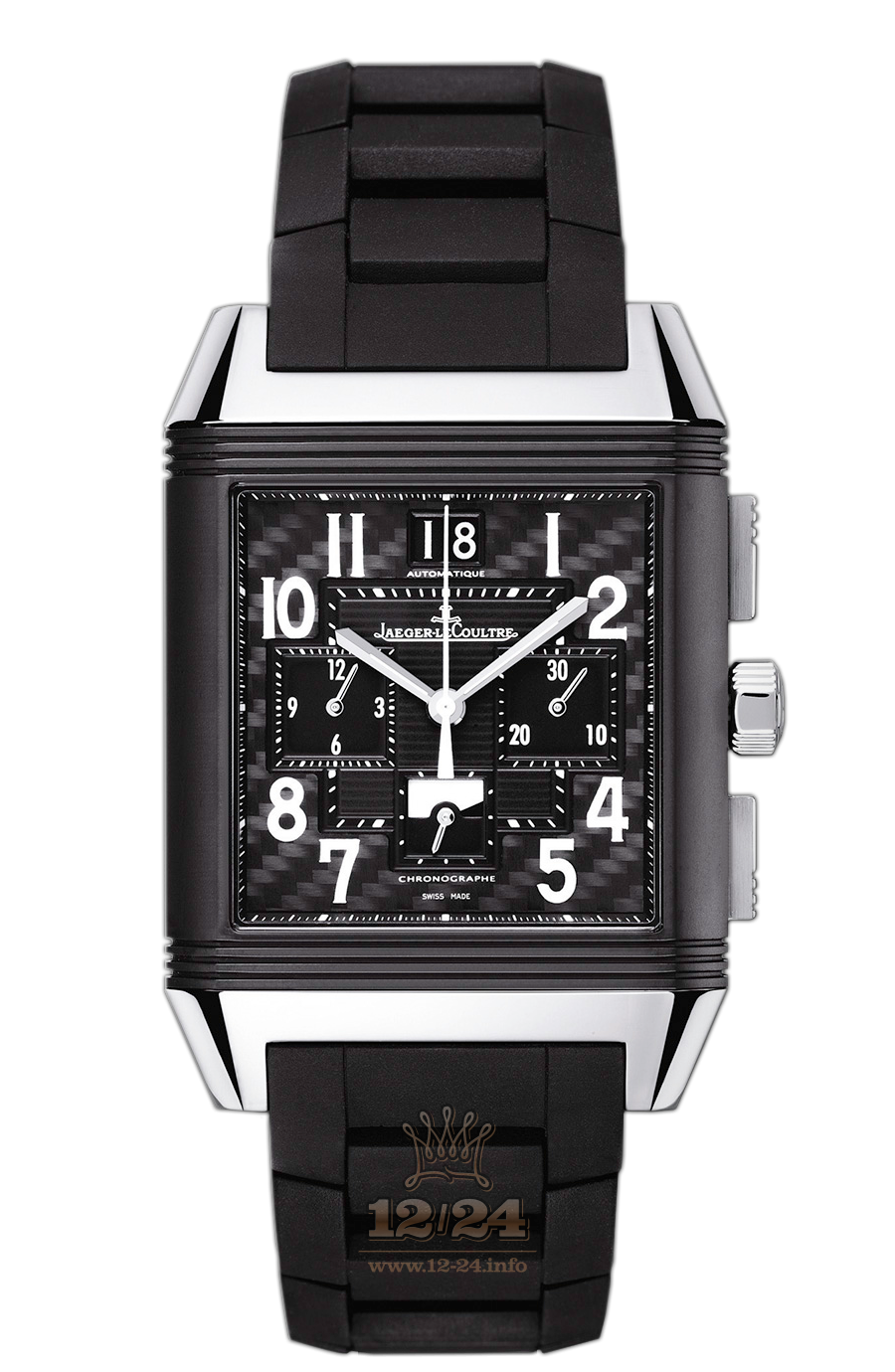 Jaeger-LeCoultre Reverso Squadra Watch 702J67P 53 mm Titanium Ceramics Case Black Silver Dial