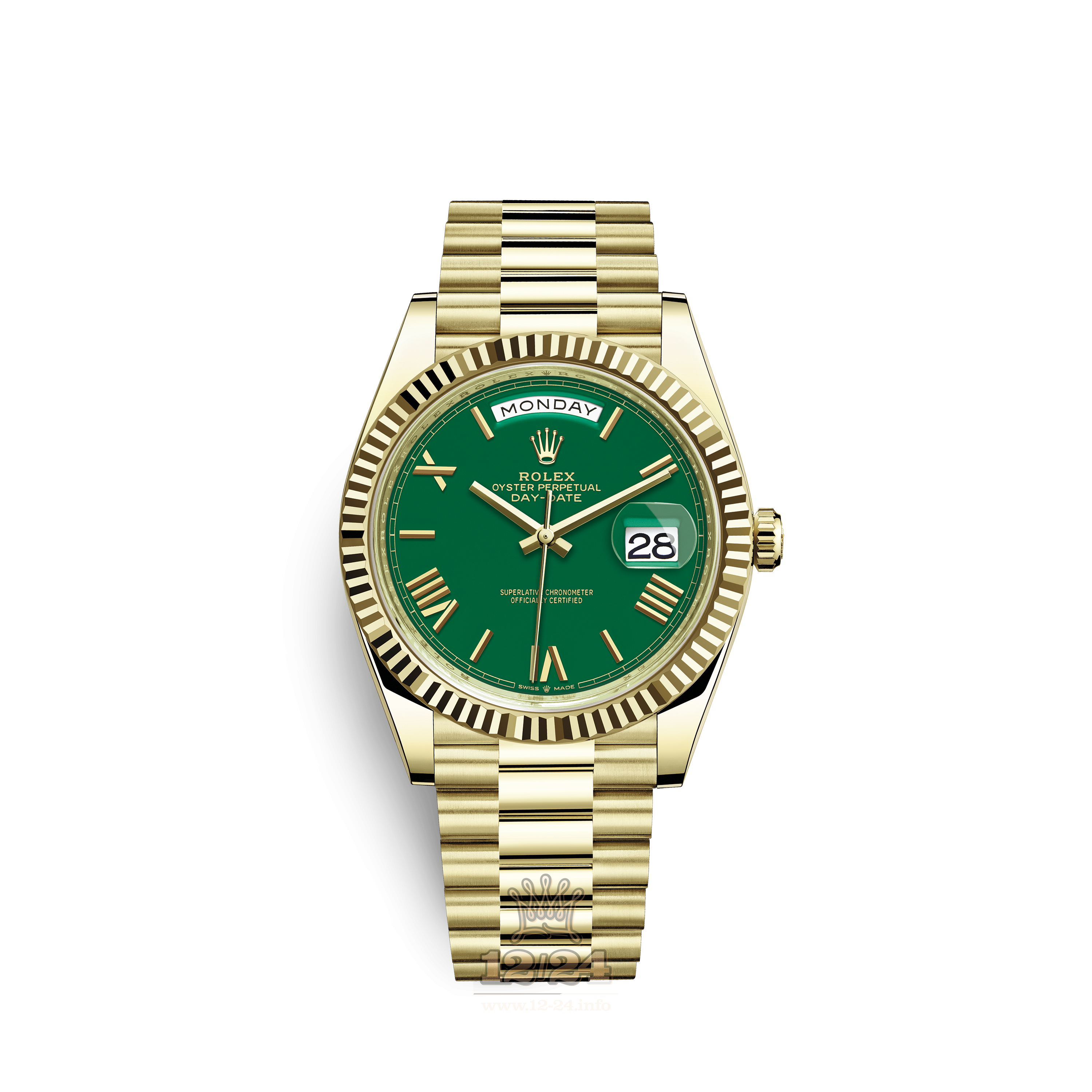 Rolex Day-Date Watch 228238-0061 40 mm Yellow gold Case Green Dial