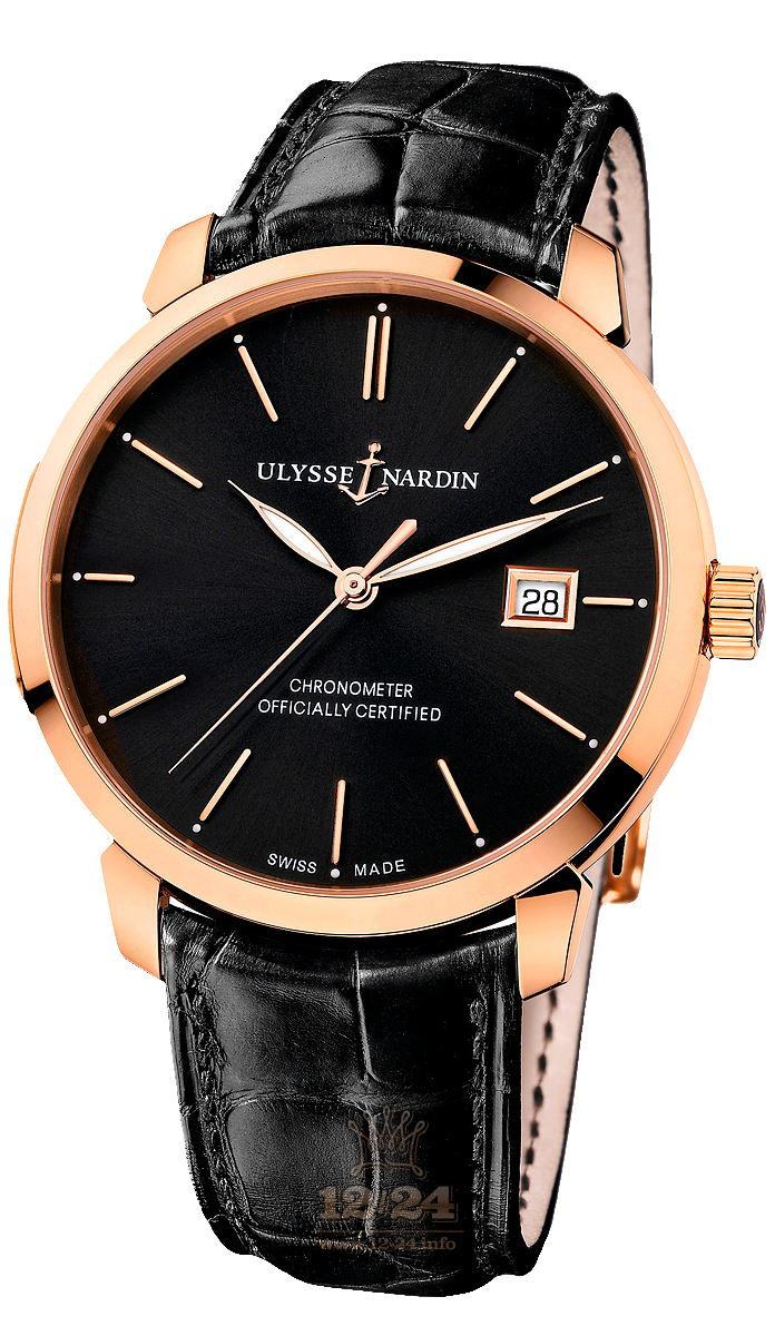 Ulysse Nardin Classic Watch 8156-111-2/92 40 mm Pink gold Case Black Dial