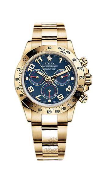 Rolex Cosmograph Daytona Watch 116528-0037 40 mm Yellow gold Case Dark blue Dial