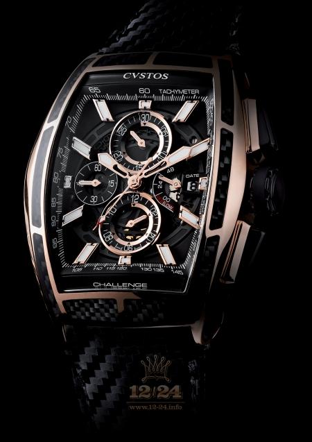Cvstos Challenge Watch Challenge Chrono II Carbon Pink Gold 54 mm Pink gold Carbon Case Black Golden Dial