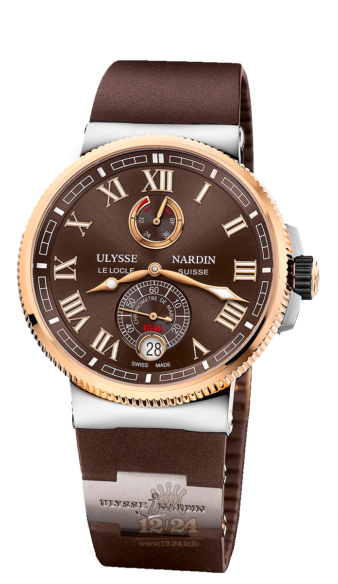 Ulysse Nardin Marine Watch 1185-126-3T/45 43 mm Yellow gold Case Brown (chocolate) Dial