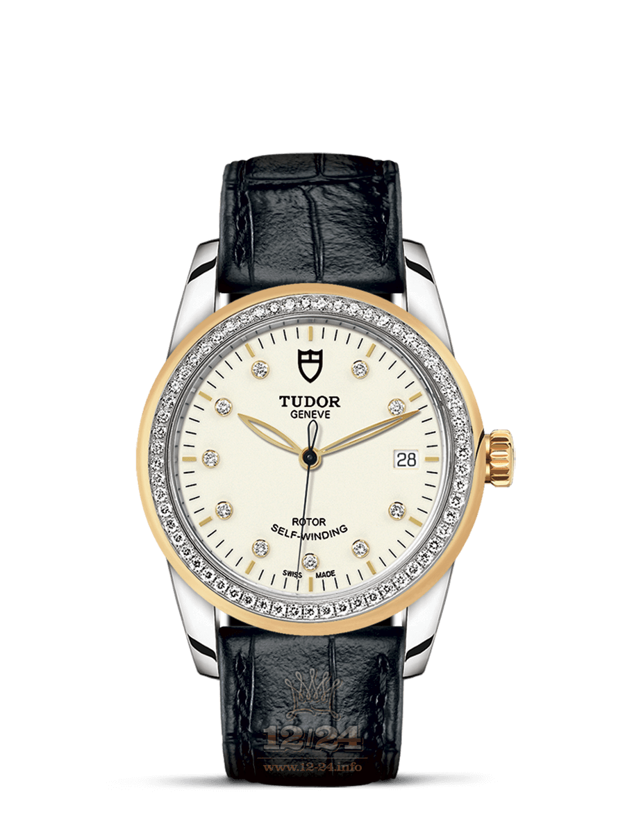Tudor Glamour Watch M55023-0094 36 mm Stainless steel Yellow gold Case White Dial