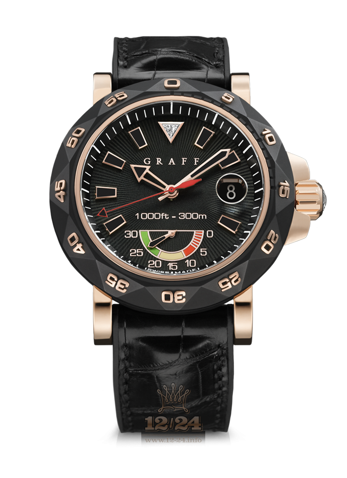 Graff ScubaGraff Watch SG47DLCCPGB2 47 mm Pink gold DLC coating Case Black Dial