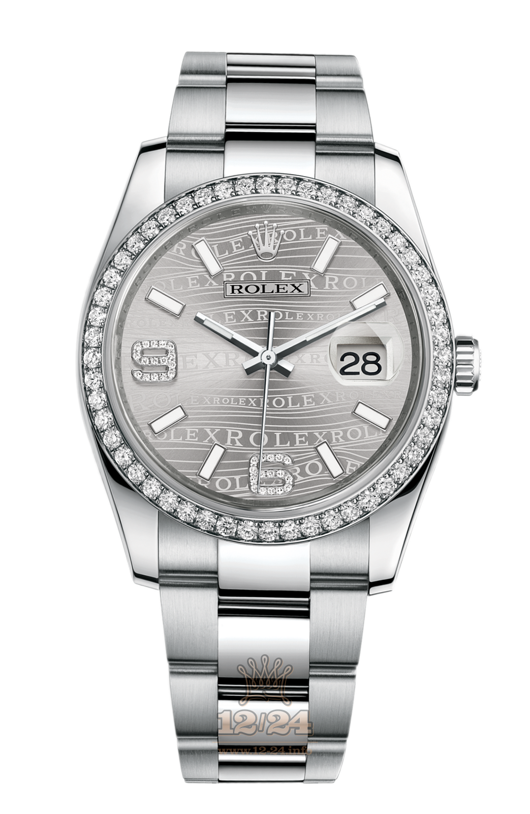 Rolex Datejust Watch 116244-0038 36 mm Steel / White gold Case Silver Painted Dial