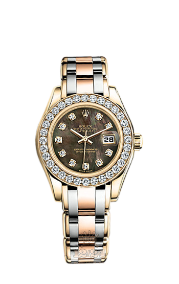 Rolex Pearlmaster Watch 80298-0002 29 mm Yellow gold Case Black Dial
