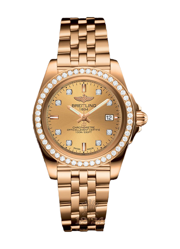 Breitling Galactic Watch H7133053|H550|792H 32 mm Pink gold Case Golden Dial