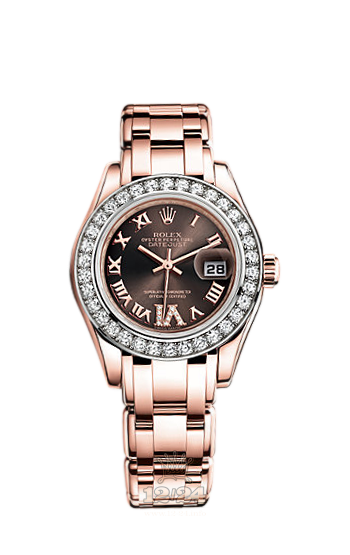 Rolex Pearlmaster Watch 80285-0010 29 mm Pink gold Case Brown (chocolate) Dial