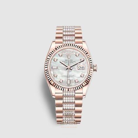 Rolex Day-Date Watch 128235-0032 36 mm Pink gold Case White Dial